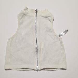 Women's White Sleeveless Zip-Up Vest (Fits S/M)